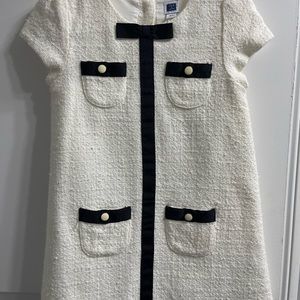 Janie and Jack Uptown Outing Boucle Ivory Tweed Dress